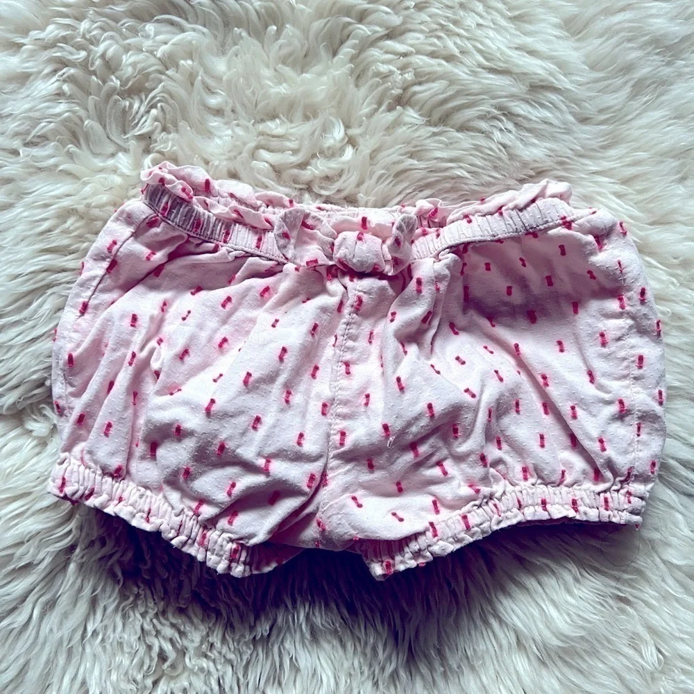 Baby Gap bloomers shorts girls pink w/dark sewn pattern, white llama print 6M